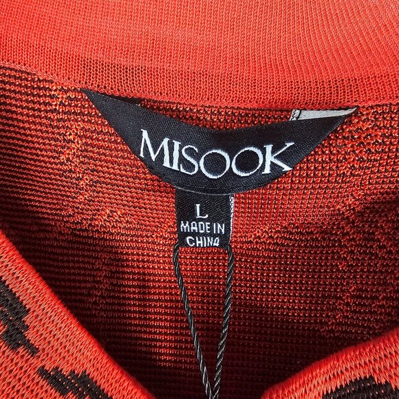 Misook Red & Black Patterned Jacket L Gold Decorative Buttons Formal Office NWT - Picture 4 of 12